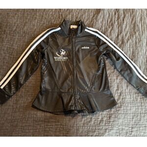 Adidas Wofford Basketball Track Jacket Black White Girls Size 5